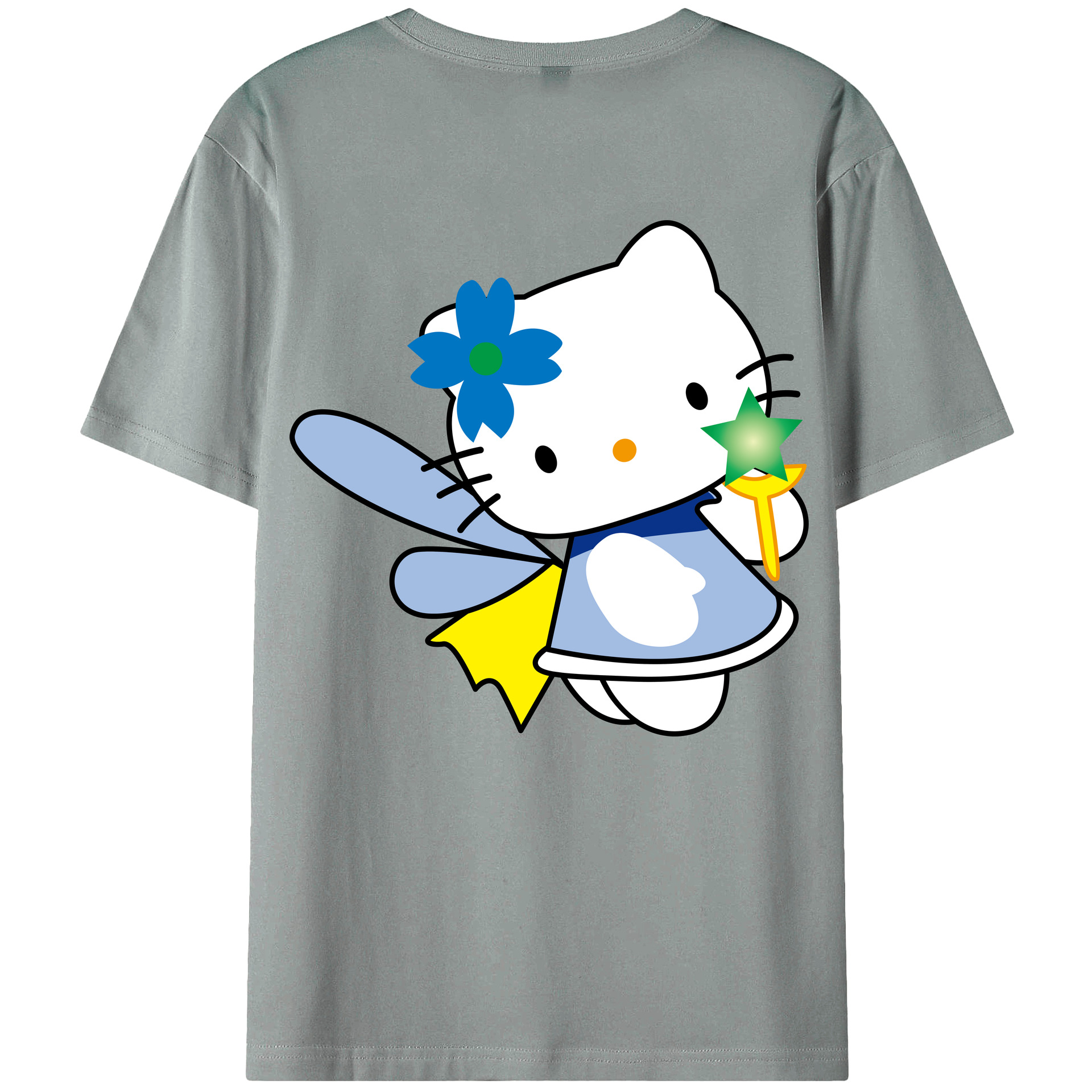 （画像用） Hello Kitty ハローキティ 綿100％ メンズ半袖Tシャツ（バックプリント） 通気性